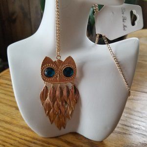 NWT XIN SHI MEI  GOLDTONE OWL NECKLACE